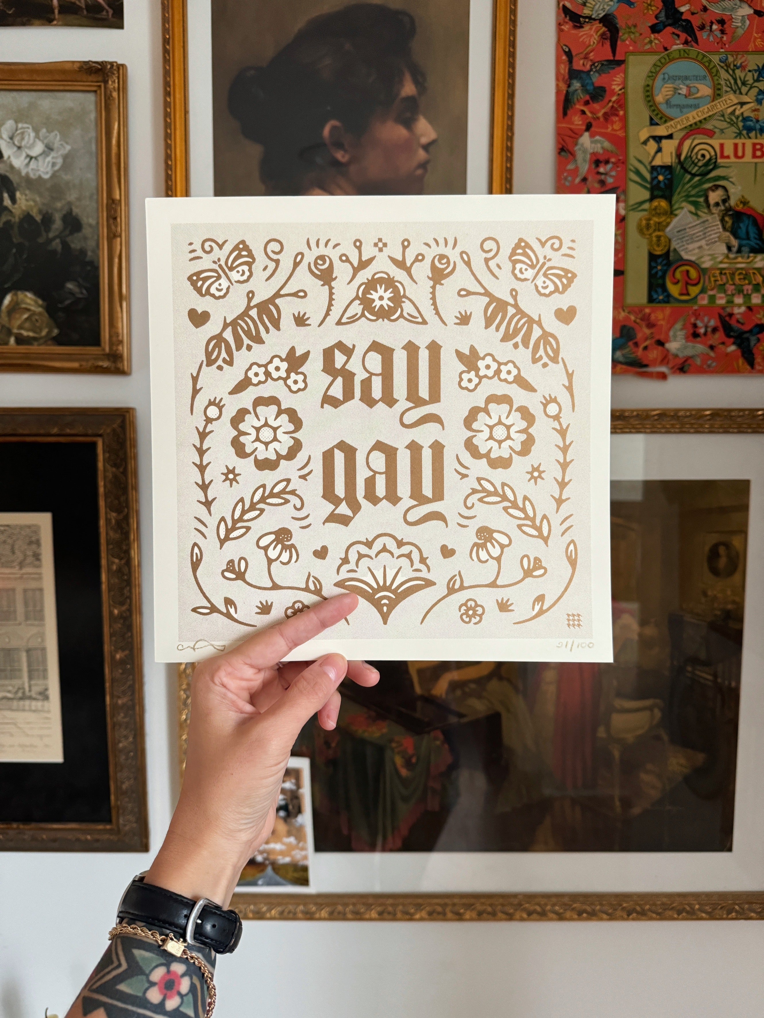 Say Gay Risograph Print - Gold (Limited Edition)