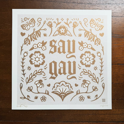 Say Gay Risograph Print - Gold (Limited Edition)